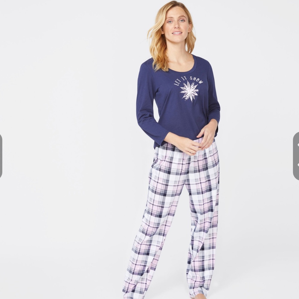 Nautica Pink Plaid Let It Snow Set Long Sleeve Set